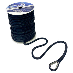 ACY Marine Double Braided Nylon Anchor Line with Stainless Trimble Black