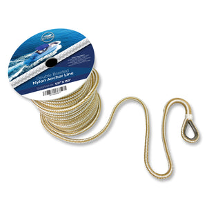 ACY Marine Double Braided Nylon Anchor Line (Gold/ White)