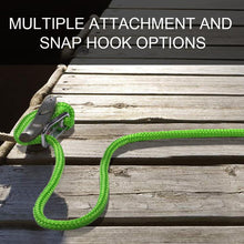 Load image into Gallery viewer, Double Braided PWC Dock Lines with Snap Hook and 12 Spliced Eye. Float On The Water. 2 in 1 Pack 1/2&quot; X 9Feet &amp; 15Feet Length