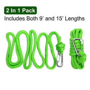 Double Braided PWC Dock Lines with Snap Hook and 12 Spliced Eye. Float On The Water. 2 in 1 Pack 1/2" X 9Feet & 15Feet Length
